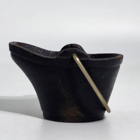 Hand Painted Cast Iron Miniature Bucket With Bird Design with Brass Handle VTG - Picture 3 of 10